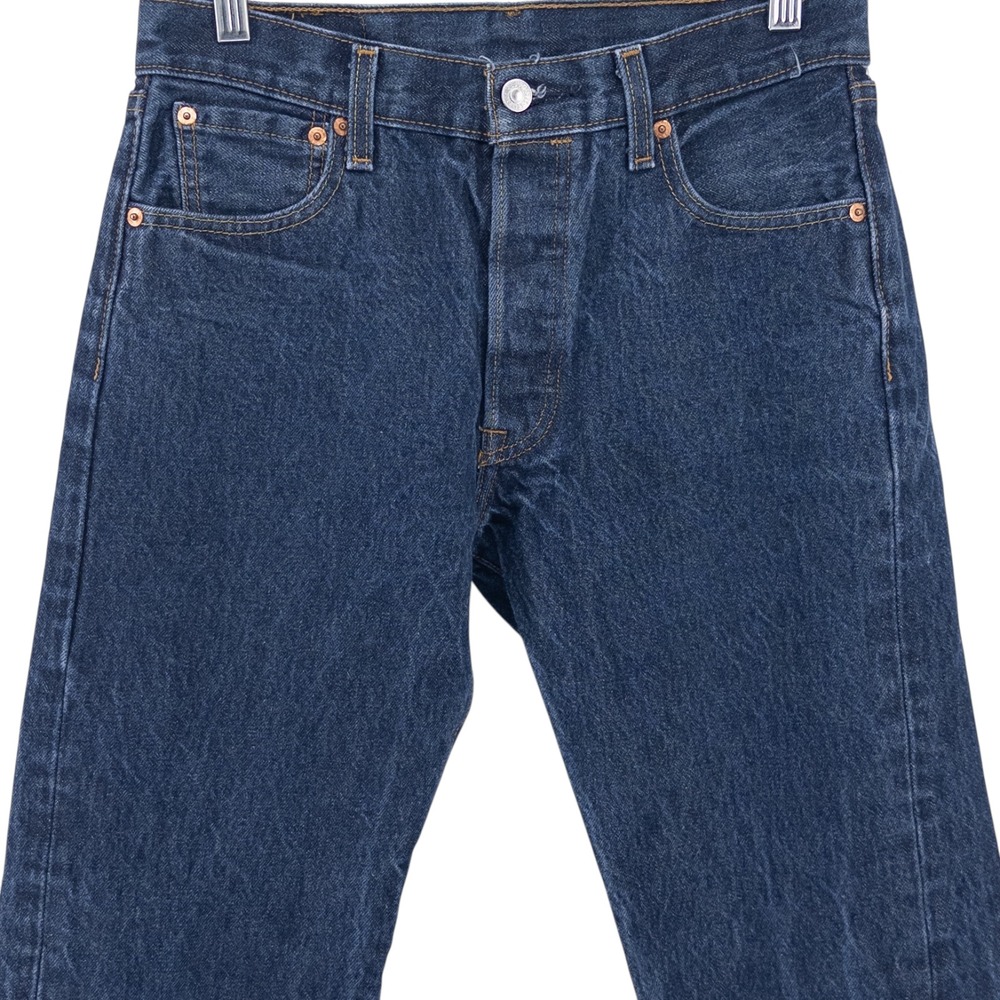 Levi's 501 Men's Straight Jeans in Dark Blue Denim - Picture 3 of 16